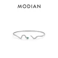 Elegant S925 sterling silver snake bangle with green gem eyes and white crystal details - White Zirconia Silver Style (RHB967) / Silver