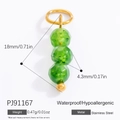 Pendentif en acier inoxydable plaqué or 18 carats avec trois perles vertes facettées pour bijoux - PJ91167-5PCS Perles Vertes