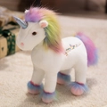 Plüsch Einhorn in Weiß mit Regenbogen-Mähne und 'goodness' Stickerei-Detail - 32cm / Weißes Einhorn (Goodness Stickerei)