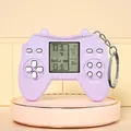 Lavender purple mini handheld Tetris game console with a silver metal keychain - Bag Packaging / Macaron Purple