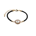 Dettaglio bracciale occhio del male regolabile con zirconi arcobaleno su cordino nero - CB0074 Corda Nera