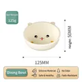 Beige silicone baby bowl with cat ears, 125mm diameter BPA-free suction feeder - Cute Cat Pattern Baby Bowl