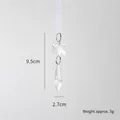 Clear acrylic snowflake ornament with water drop pendant and white ribbon, 9.5cm height - Ice Carved Snowflake String A
