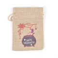 Halloween burlap drawstring bag with Happy Halloween print for candy and jewelry storage - HAPPY-Cauldron / 10*15cm
