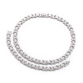 Silver titanium steel link necklace with classic XO design and magnetic therapy clasp - Steel Color (KS142838-YZ)