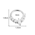 Polished stainless steel nose ring with micro-pave marquise zirconia in 8mm size - Style 2 Marquise Zirconia (0183-2# Silver)