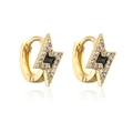 Dettaglio degli orecchini a fulmine placcati oro 18K con smalto nero e zirconi trasparenti - Oro Nero