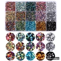 15-color 6mm flatback resin rhinestones set with 1500pcs in a clear plastic storage box - BKHZ-020 (6mm-1500pcs)