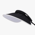 Black foldable sun visor with white trim and silver brand logo for UV protection - Black