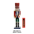 30cm Nutcracker soldier figurine in red and green uniform with silver sword S3011C - Guard With Sword/S3011C