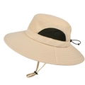 Beiger Sonnenhut mit breiter Krempe, Netzfutter und verstellbarem Kinnriemen - Beige