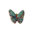 Exquisite butterfly brooch with green beads and multicolor rhinestones on bronze frame - Antique Bronze Beaded Pave Butterfly