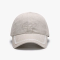 Casquette en denim beige avec broderie classique et bordure en dentelle blanche - Kaki