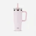 Macro detail of TYESO 40oz tumbler featuring a durable handle and pink matte finish - Elegant Pink