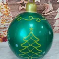 Green inflatable PVC Christmas ball with LED lights and festive tree patterns - Pearly Green Tree