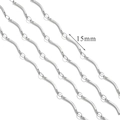 18K silver-plated stainless steel S-link chain accessory with 15mm wavy segments - S11-15mm Wave