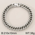 Polished silver stainless steel Cuban chain bracelet, 210x10mm size variant - 10mm Four-sided Cut Double Weave Chain