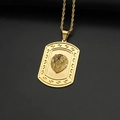 Gold-plated hip hop lion head tag pendant necklace with twisted rope chain on black background - Gold (Without Chain)