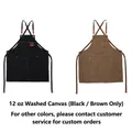Heavy duty 12oz washed canvas work apron with leather pockets in black and brown - 12oz Washed Canvas