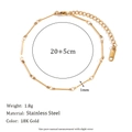 18K gold plated stainless steel anklet with 1mm thickness and 20+5cm adjustable chain - Anklet / Gold