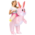 Funny inflatable pink bunny rider costume for adults featuring a cute long-eared rabbit design - Riding A Pink Rabbit / One Size