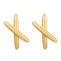 Minimalist gold stainless steel X-shaped stud earrings with a polished metallic finish - 18K Gold X-Shaped Stud (9464)