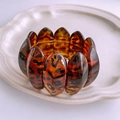 Irregular wavy leopard print resin bangle featuring amber and black tortoiseshell patterns - Deep Coffee Leopard Petal Style (57# Bangle - Deep Coffee)