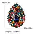 Exquisite alloy brooch with colorful rhinestones and large blue pear-shaped center stone - Rainbow