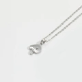 Minimalist silver spade pendant necklace with textured dots on a delicate link chain - Letter R / Silver