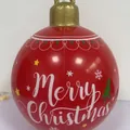 Red PVC inflatable Christmas ball with LED lights and white Merry Christmas print - New Merry Christmas