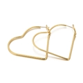 Chic gold heart-shaped hoop earrings with spiral textured finish in stainless steel - 55mm Gold