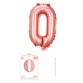 Roségoldener Zahlenballon 0 16 Zoll für Geburtstage mit Verpackung und Trinkhalm - Buchstabe O / Roségold