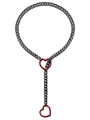 Deep grey stainless steel Y-shaped Cuban chain necklace with red hollow heart pendants - Black Chain Red Heart Chain 8mm 63cm