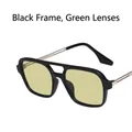Retro black frame sunglasses with light green translucent lenses for stylish daily wear - Black Frame Green Lens