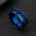 Anello spinner in acciaio inossidabile blu con catena intarsiata e numeri romani - US 6 / Blu