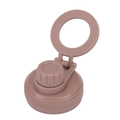 Brown insulated water bottle lid with magnetic phone mount and portable ring handle - Light Coffee
