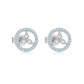 925 silver stud earrings with light blue clover stones and sparkling zircon accents - Silver Blue Zircon Clover