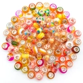Mix of colorful glass and resin large hole beads with metal core for DIY jewelry making - Colorful Beads / Yellow (10g)
