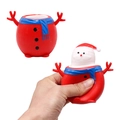 Giocattolo antistress pupazzo di neve rosso con sciarpa blu e cappello di Natale - Tazza di Decompressione Natalizia Babbo Natale