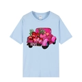 Light blue cotton T-shirt with pink leopard truck and LOVE heart graphic print - Light Blue