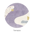 Modern round terrazzo carpet with purple and yellow geometric patterns for home decor - Diameter 160CM / Round Terrazzo