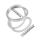 Detailansicht eines geometrischen Edelstahlrings in Silber mit Größenangaben - Silber (J574-S)
