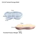 Détail du moule en silicone pour plateau torsadé avec dimensions et plateau en résine rose - D4528-Moule à Plateau Torsadé
