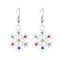 Snowflake earrings in white finish with colorful rhinestones on a clean white background - Multicolor Rhinestone White Snowflake
