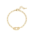 Pulsera de eslabones de clip dorados con anillo decorativo y cierre ajustable - Pulsera Ajustable de Clip No. 3