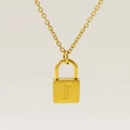 Collier cadenas doré avec gravure de la lettre I et chaîne O pour femme - Style Lettre I