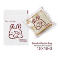 Self-adhesive clear bread bags with bunny illustration, 15x18+3cm size, 100 pieces per pack - Greedy Rabbit / 15x18+3cm (100 Pieces/Pack)