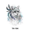 Waterproof temporary tattoo sticker with a watercolor blue-eyed fox in tribal headdress - Th-104 / 210*148mm