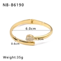18k gold plated stainless steel hinged bangle with crystal circle design, model NB-B6190 - Full Pave Disc Hinge Style (NB-B6190)
