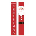 Red Merry Christmas porch banners featuring Santa Claus illustration for holiday decor - XS-12 Red Santa Merry Christmas